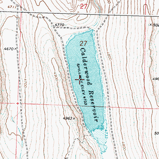 Topographic Map of Calderwood Reservoir, OR