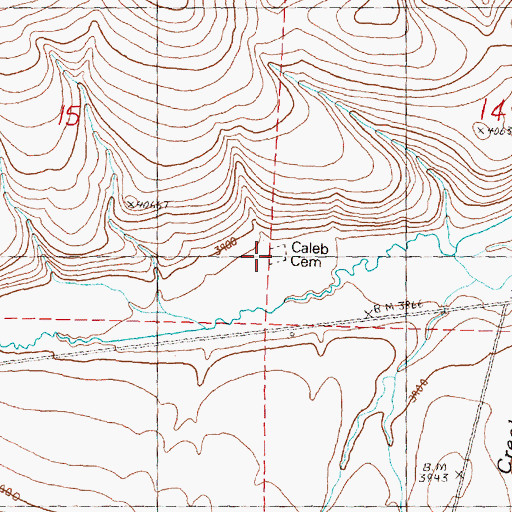 Topographic Map of Caleb Cemetery, OR