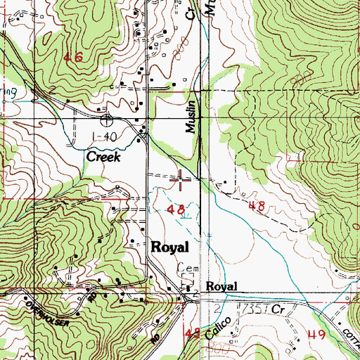 Topographic Map of Muslin Creek, OR