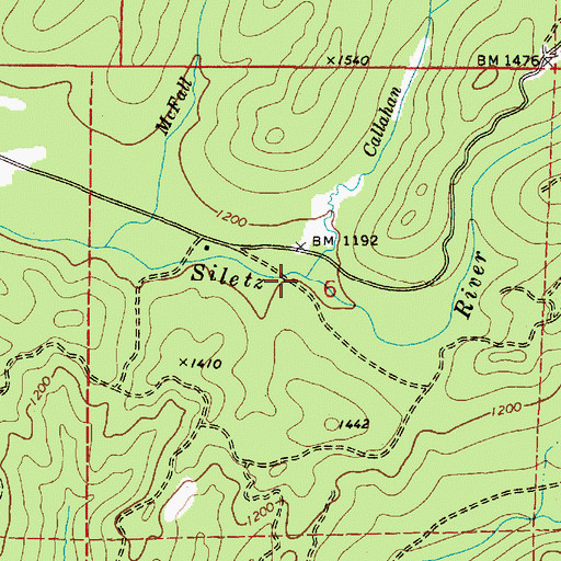 Topographic Map of Callahan Creek, OR