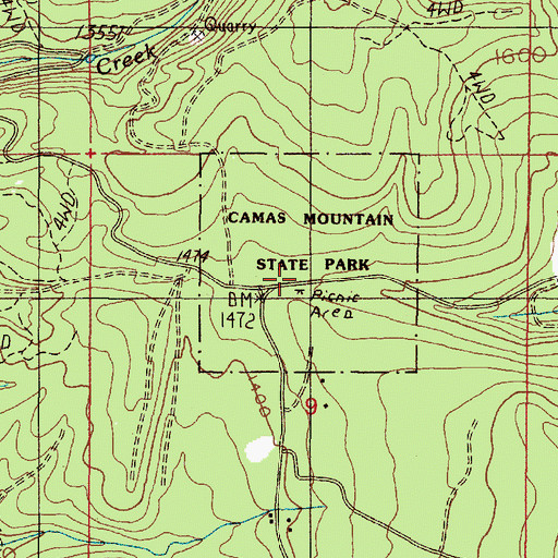 Topographic Map of Camas Mountain State Park (historical), OR