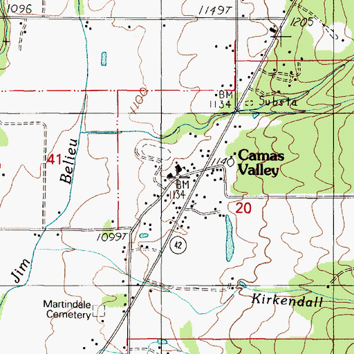 Topographic Map of Camas Valley, OR