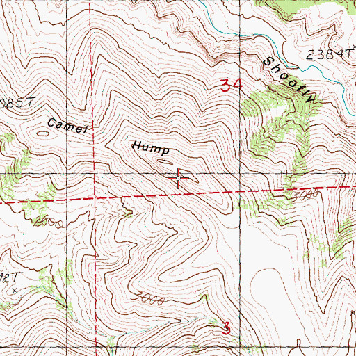 Topographic Map of Camel Hump, OR