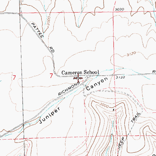 Topographic Map of Cameron School (historical), OR