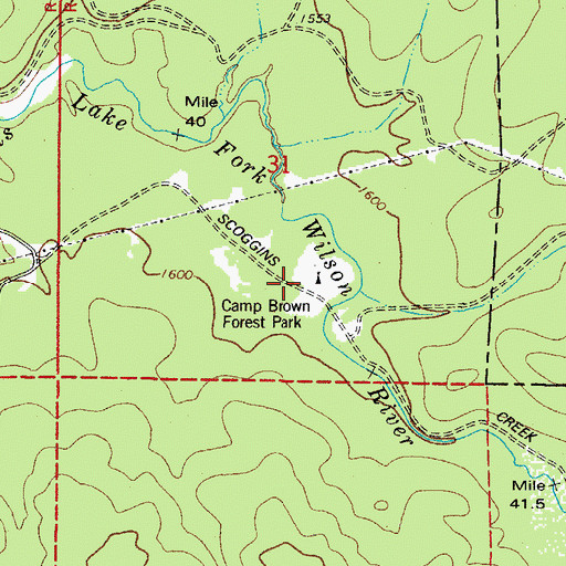 Topographic Map of Browns Camp OHV Staging Area, OR