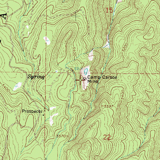 Topographic Map of Camp Carson Mine, OR