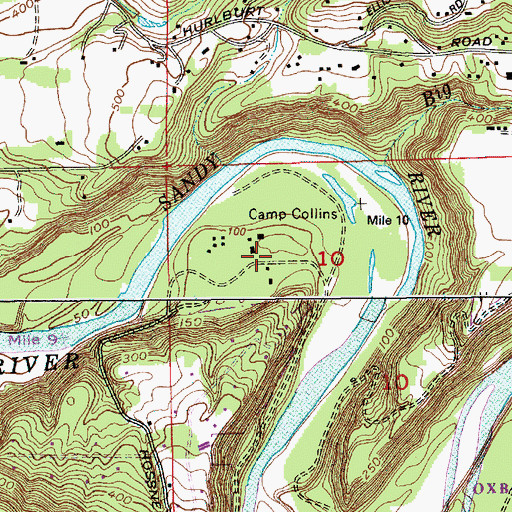 Topographic Map of Camp Collins, OR
