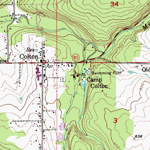 Topographic Map of Camp Colton, OR