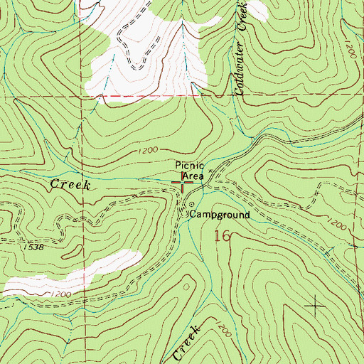 Topographic Map of Camp Creek, OR