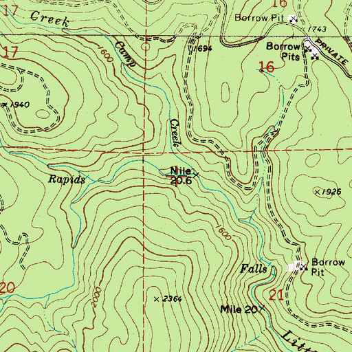 Topographic Map of Camp Creek, OR