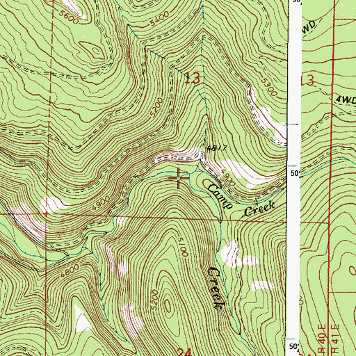 Topographic Map of Camp Creek, OR