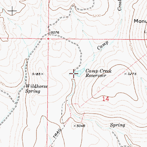 Topographic Map of Camp Creek Reservoir, OR