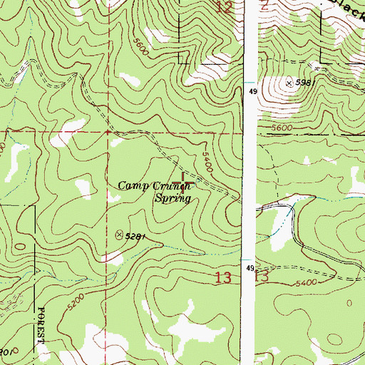 Topographic Map of Camp Crunch Spring, OR
