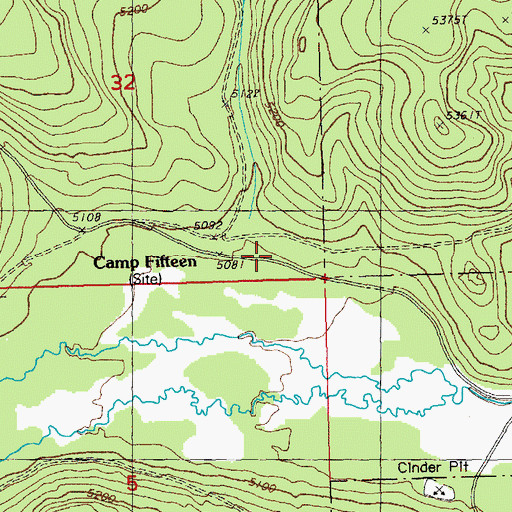 Topographic Map of Camp Fifteen, OR