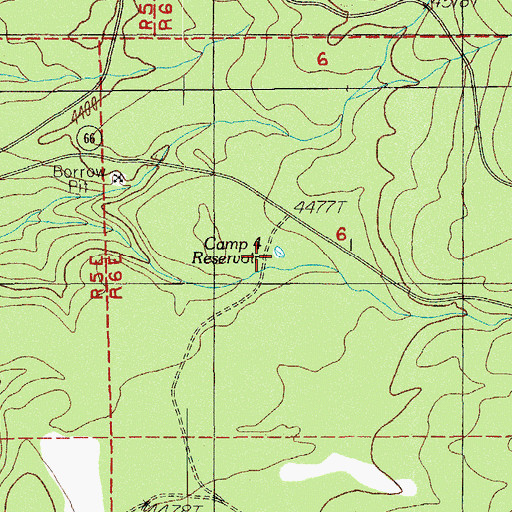 Topographic Map of Camp Four Reservoir, OR