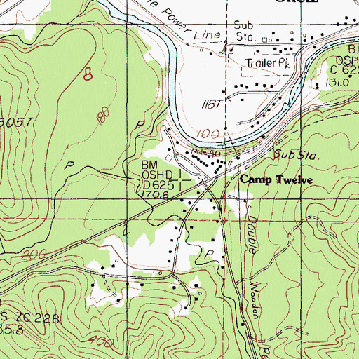 Topographic Map of Camp Twelve, OR