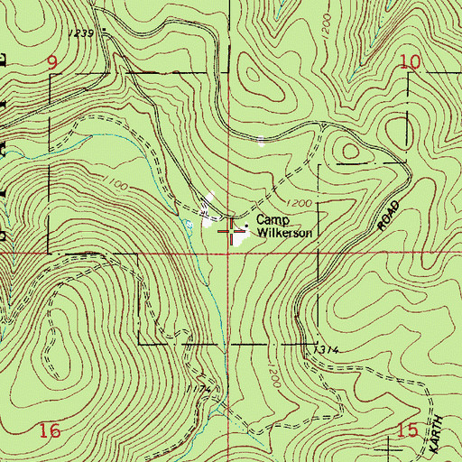 Topographic Map of Camp Wilkerson, OR