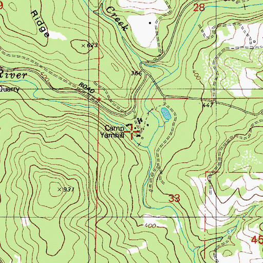 Topographic Map of Camp Yamhill, OR