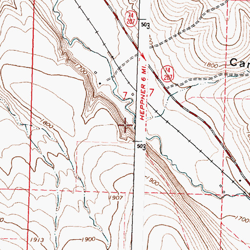 Topographic Map of Campbell Canyon, OR