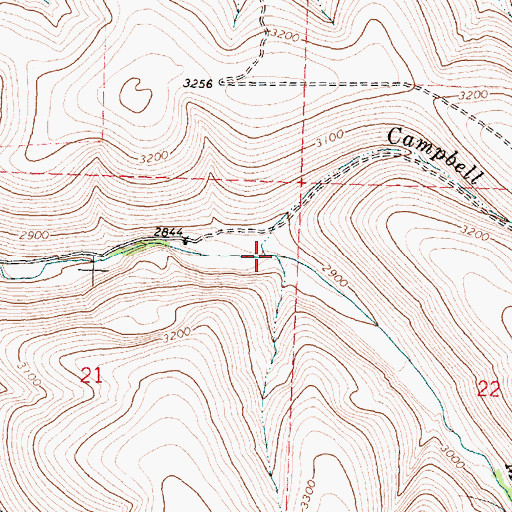 Topographic Map of Campbell Creek, OR