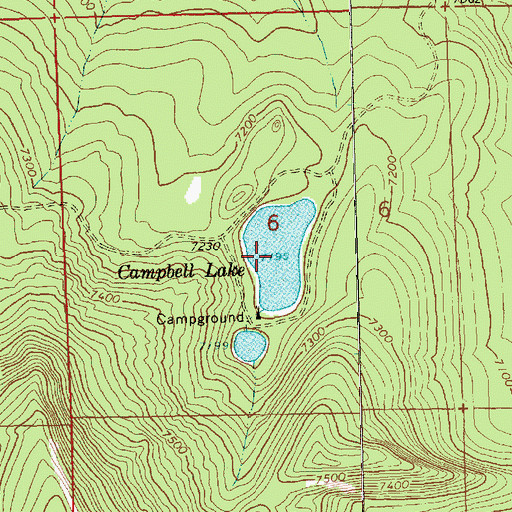 Topographic Map of Campbell Lake, OR