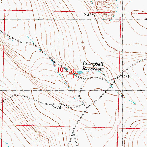 Topographic Map of Campbell Reservoir, OR