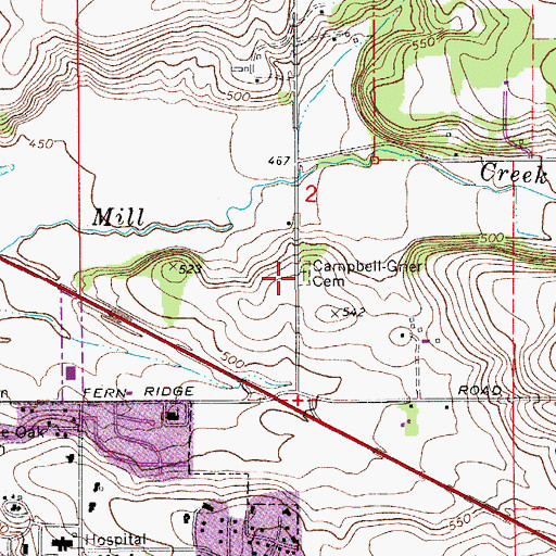 Topographic Map of Campbell - Grier Cemetery, OR