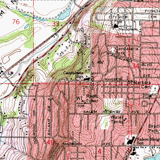 Topographic Map of Candalaria Elementary School, OR