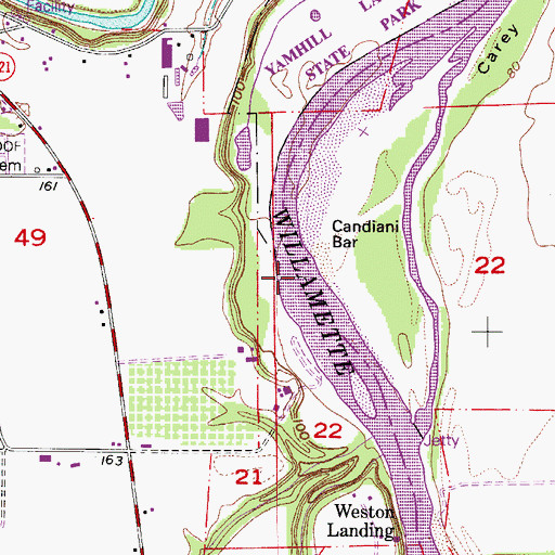 Topographic Map of Candiani Bar, OR