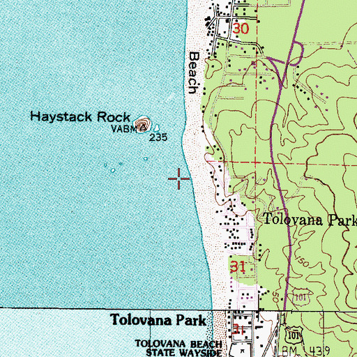 Topographic Map of Cannon Beach, OR