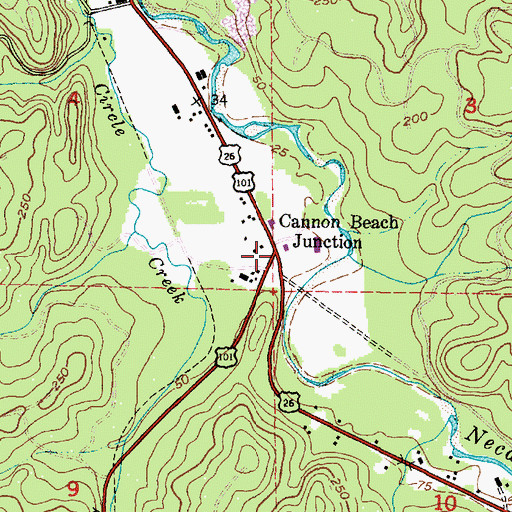 Topographic Map of Cannon Beach Junction, OR