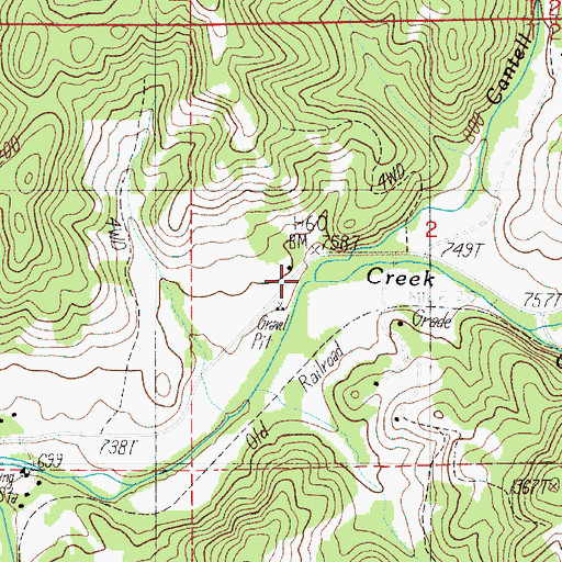 Topographic Map of Cantell Creek, OR