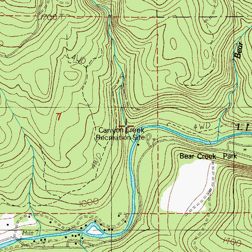 Topographic Map of Canyon Creek, OR