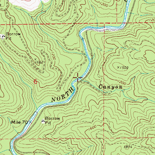 Topographic Map of Canyon Creek, OR