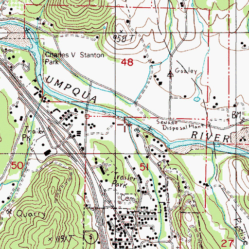 Topographic Map of Canyon Creek, OR