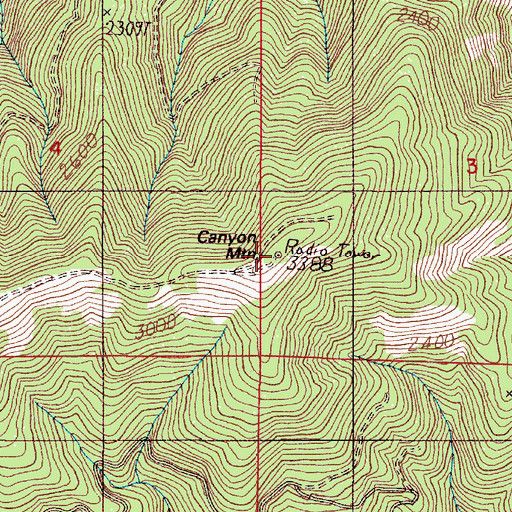 Topographic Map of Canyon Mountain, OR