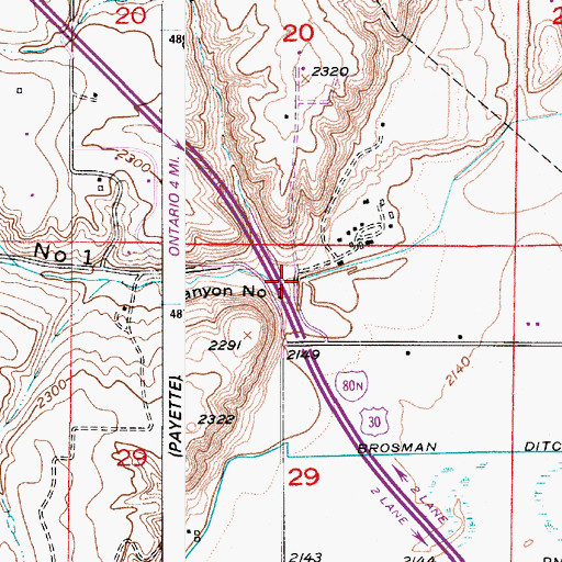 Topographic Map of Canyon Number 1, OR