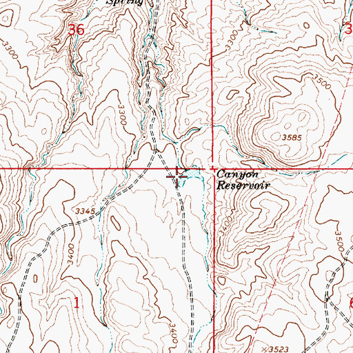 Topographic Map of Canyon Reservoir, OR