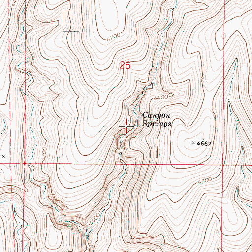 Topographic Map of Canyon Springs, OR