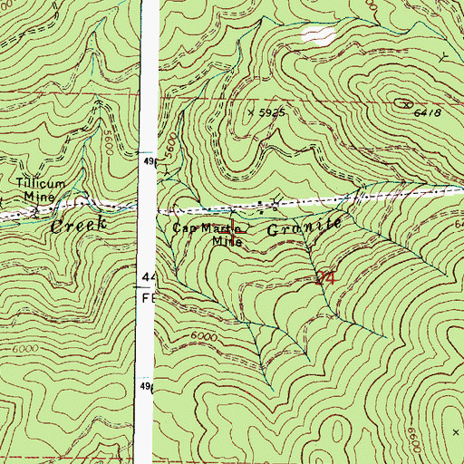 Topographic Map of Cap Martin Mine, OR