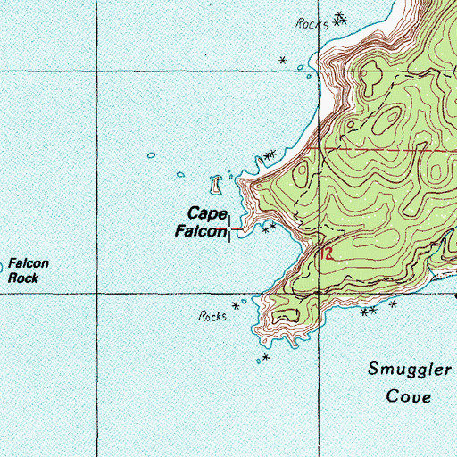 Topographic Map of Cape Falcon, OR