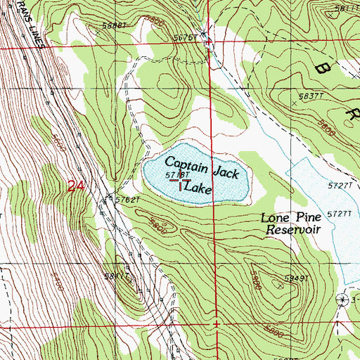 Topographic Map of Captain Jack Lake, OR