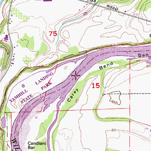 Topographic Map of Carey Bend, OR