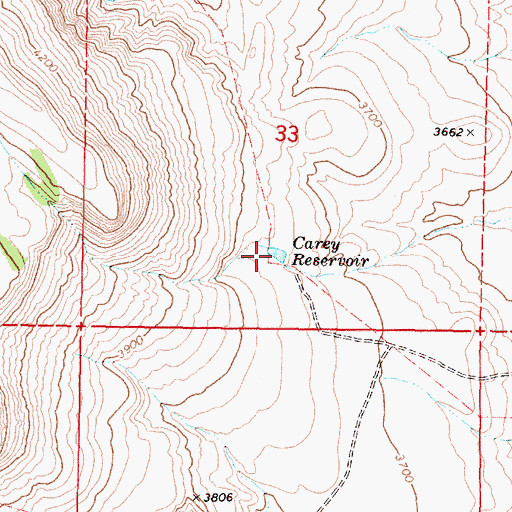 Topographic Map of Carey Reservoir, OR