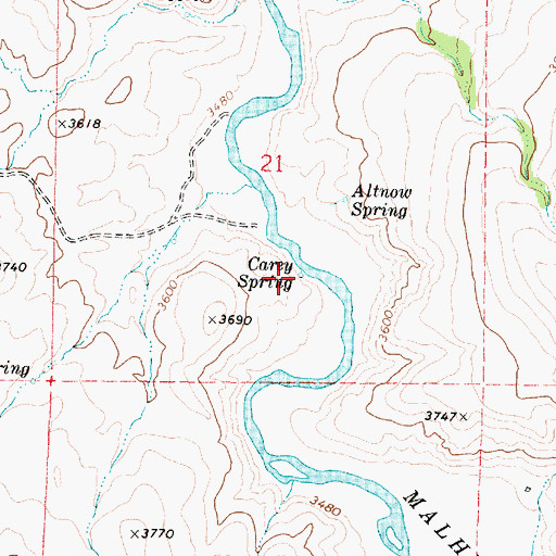 Topographic Map of Carey Spring, OR