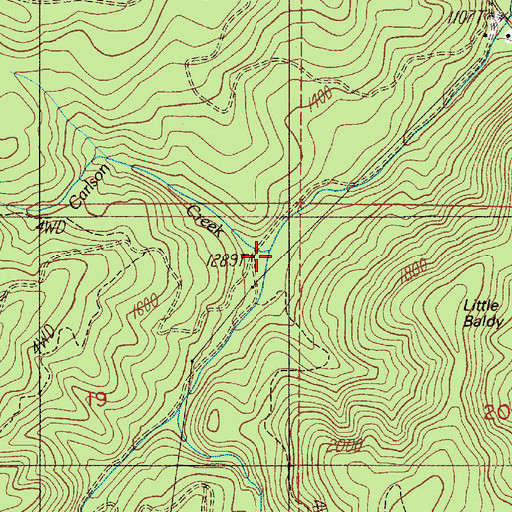 Topographic Map of Carlson Creek, OR