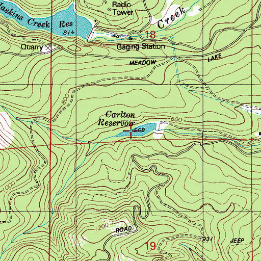 Topographic Map of Carlton Reservoir, OR