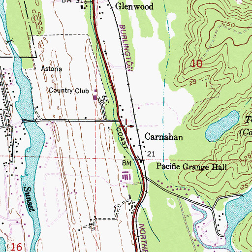 Topographic Map of Carnahan, OR