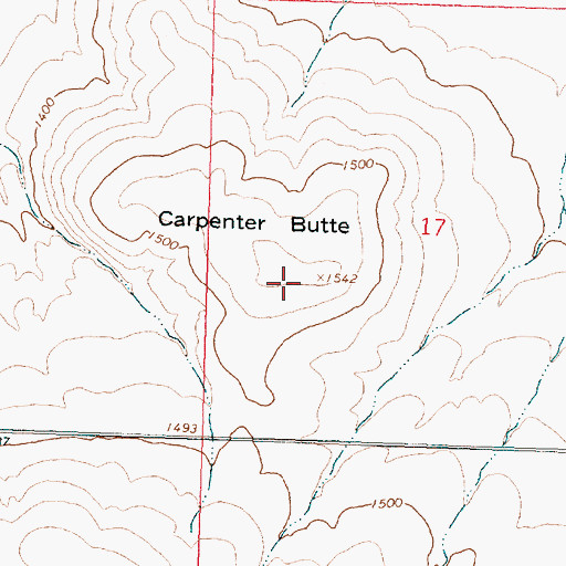 Topographic Map of Carpenter Butte, OR