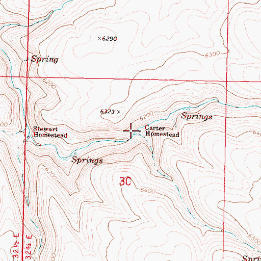 Topographic Map of Carter Homestead, OR